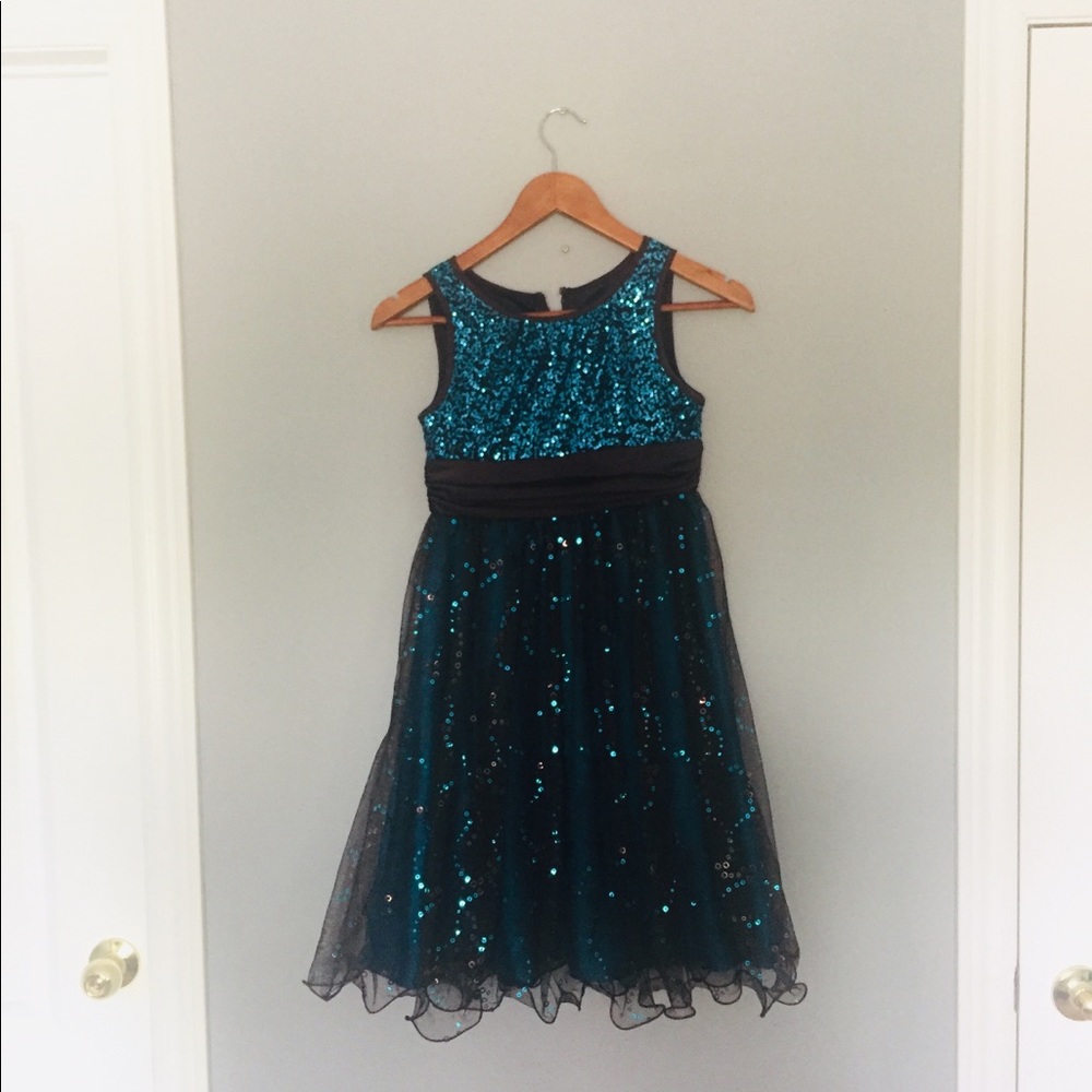 Blue and Brown Sequinned Dress